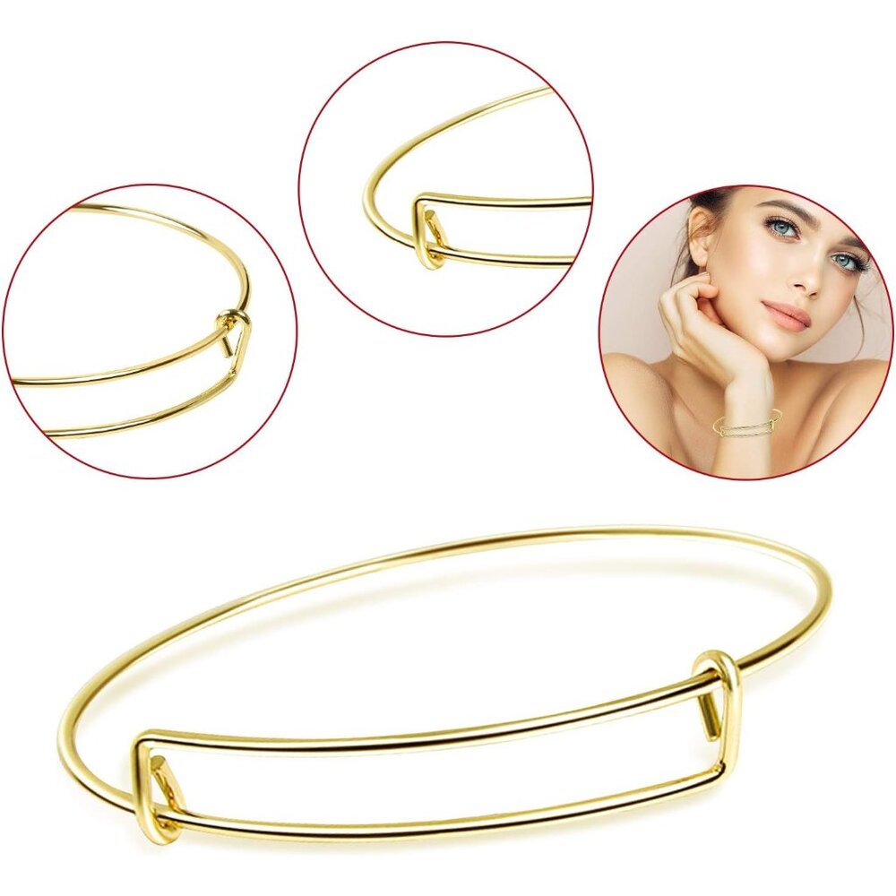 Versatile 60pcs Gold Bangles - Adjustable Wire Bl… - image 4